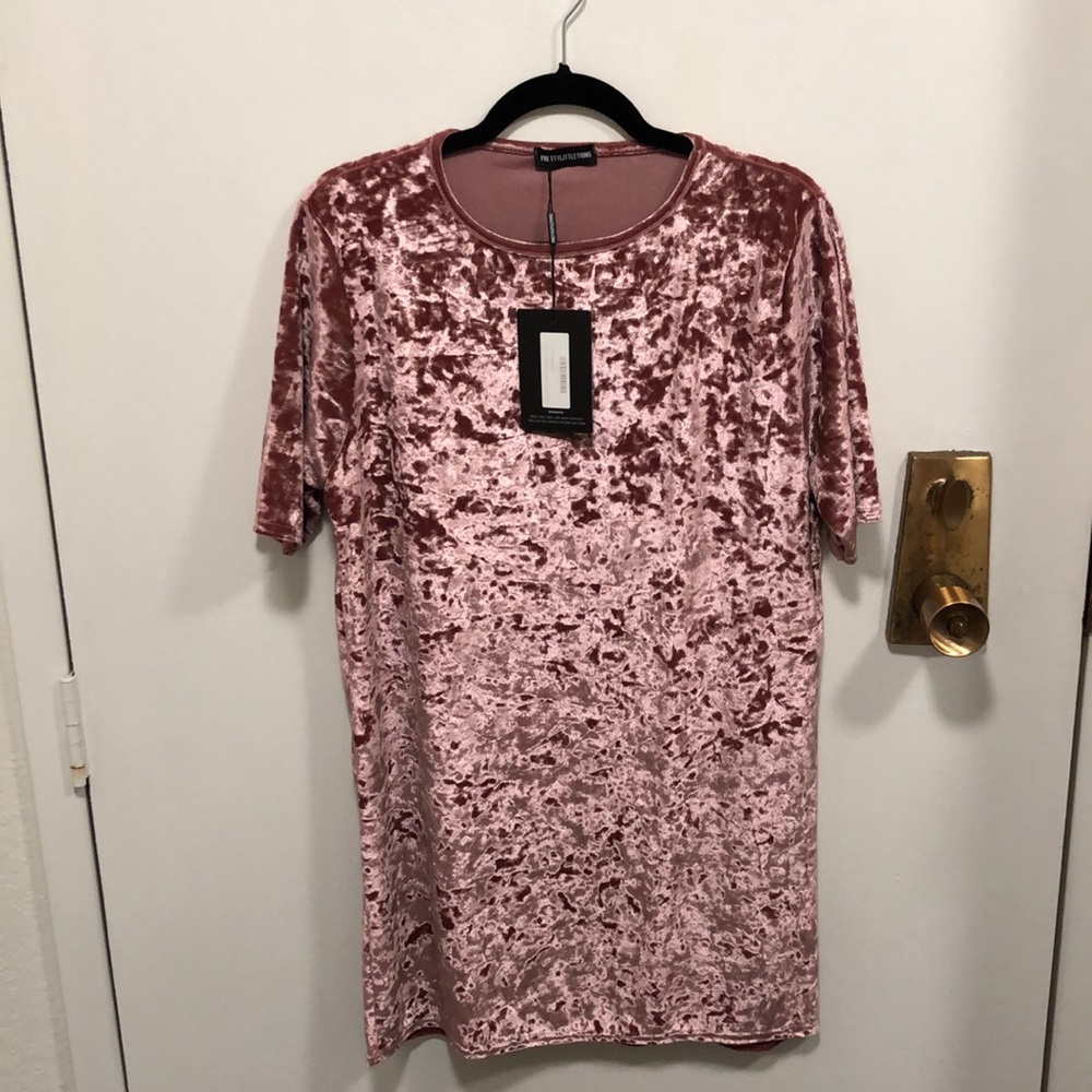 Pink Velvet T-shirt dress. PrettyLittleThing